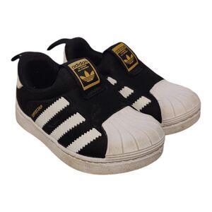 Adidas Superstar 360 Black White Gold Metallic Toddler Athletic Sneaker Size 5